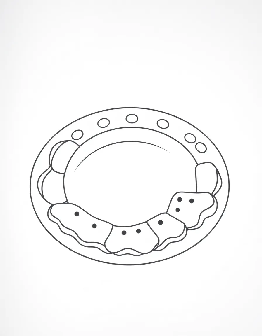 A simplified drawing of a tapas plate for coloring.