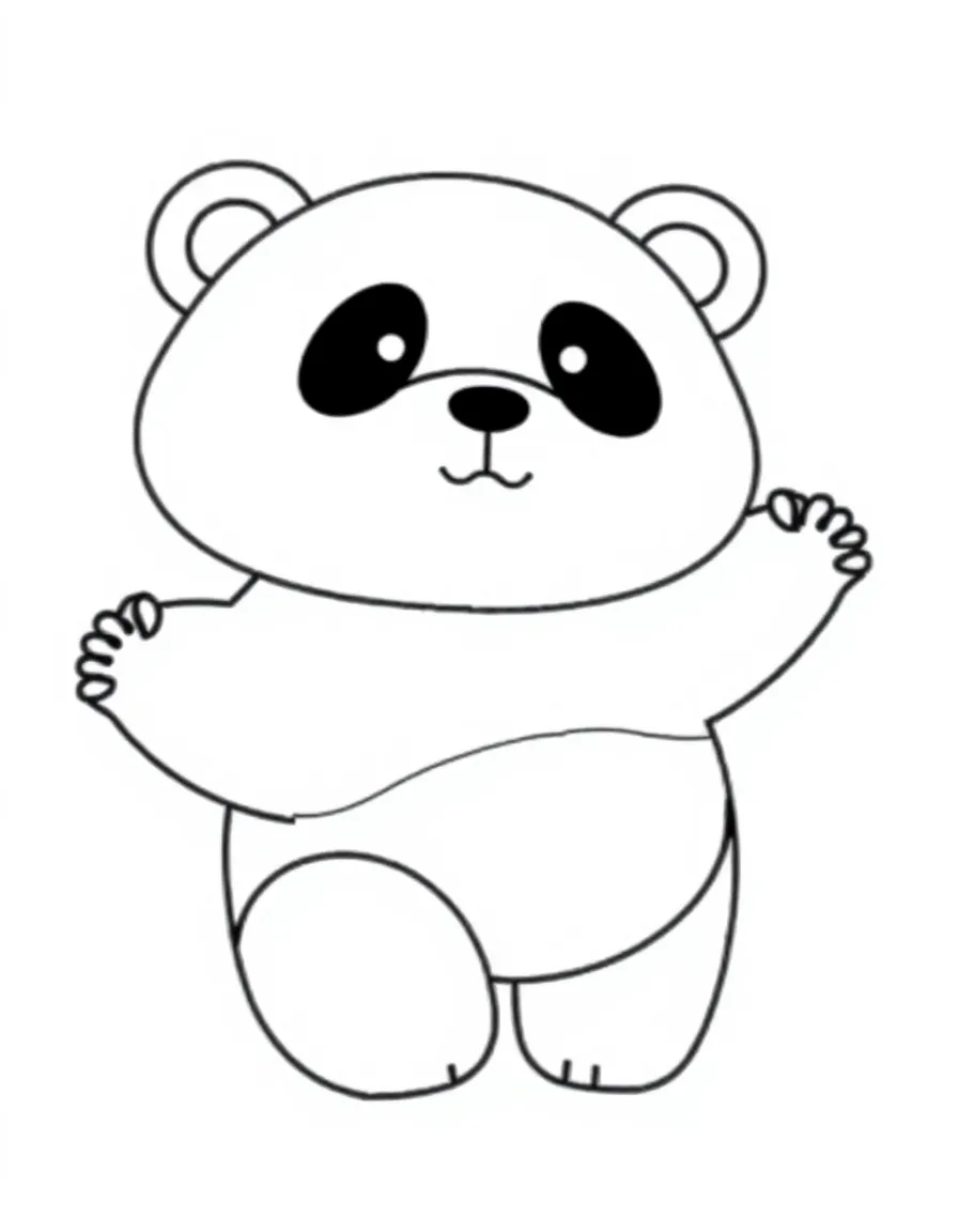 A simplified drawing of a panda bear for coloring.