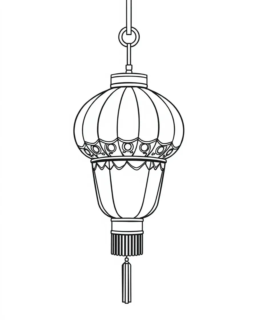A simple outline of a Chinese lantern for coloring.