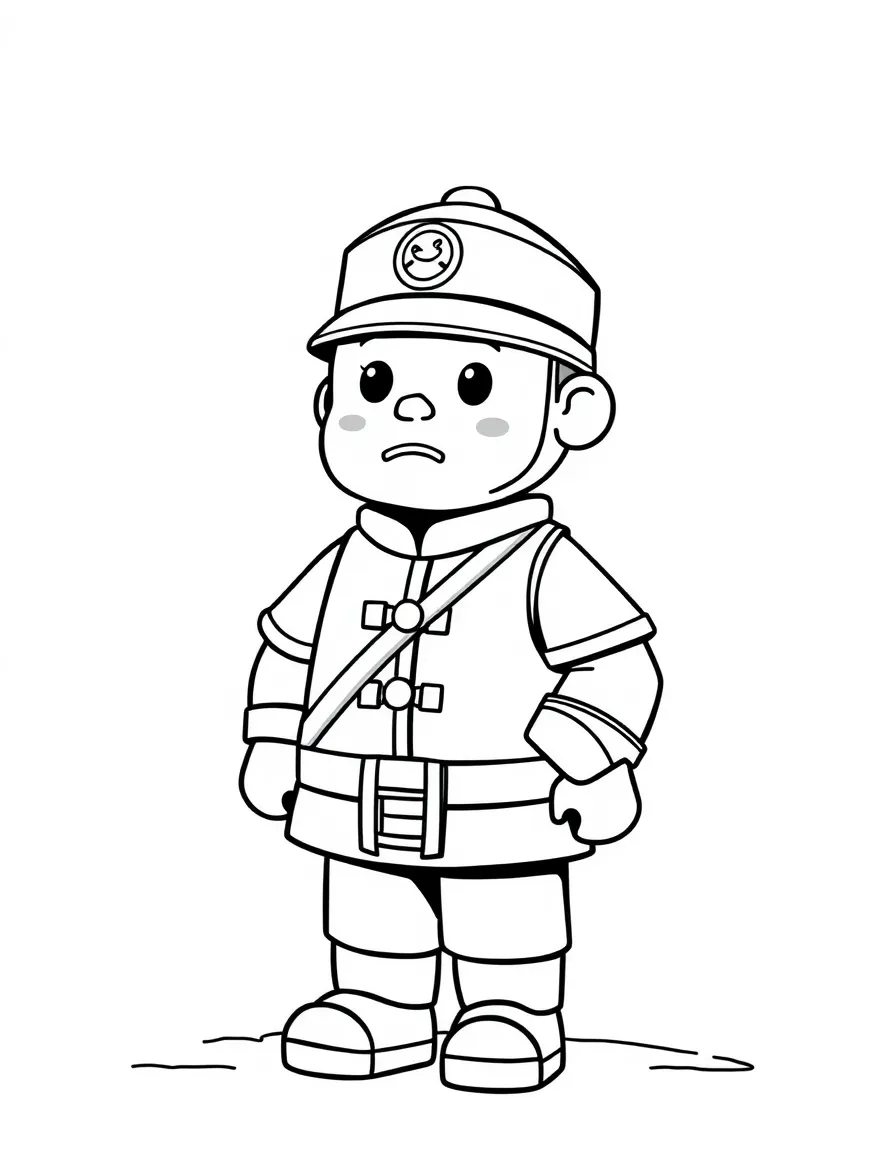 A cute drawing of a Terracotta Army soldier for coloring.