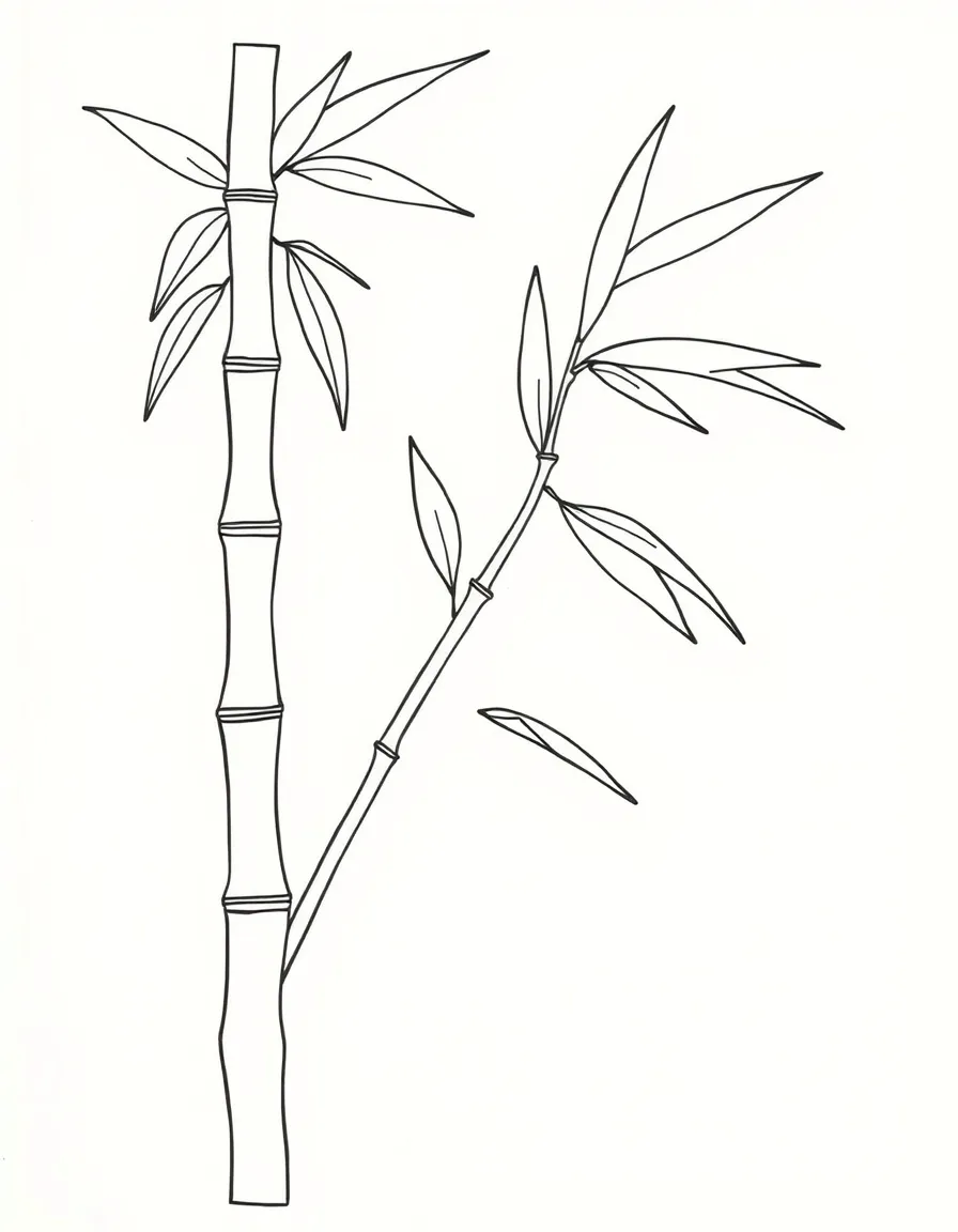 A simple outline of a bamboo stalk for coloring.