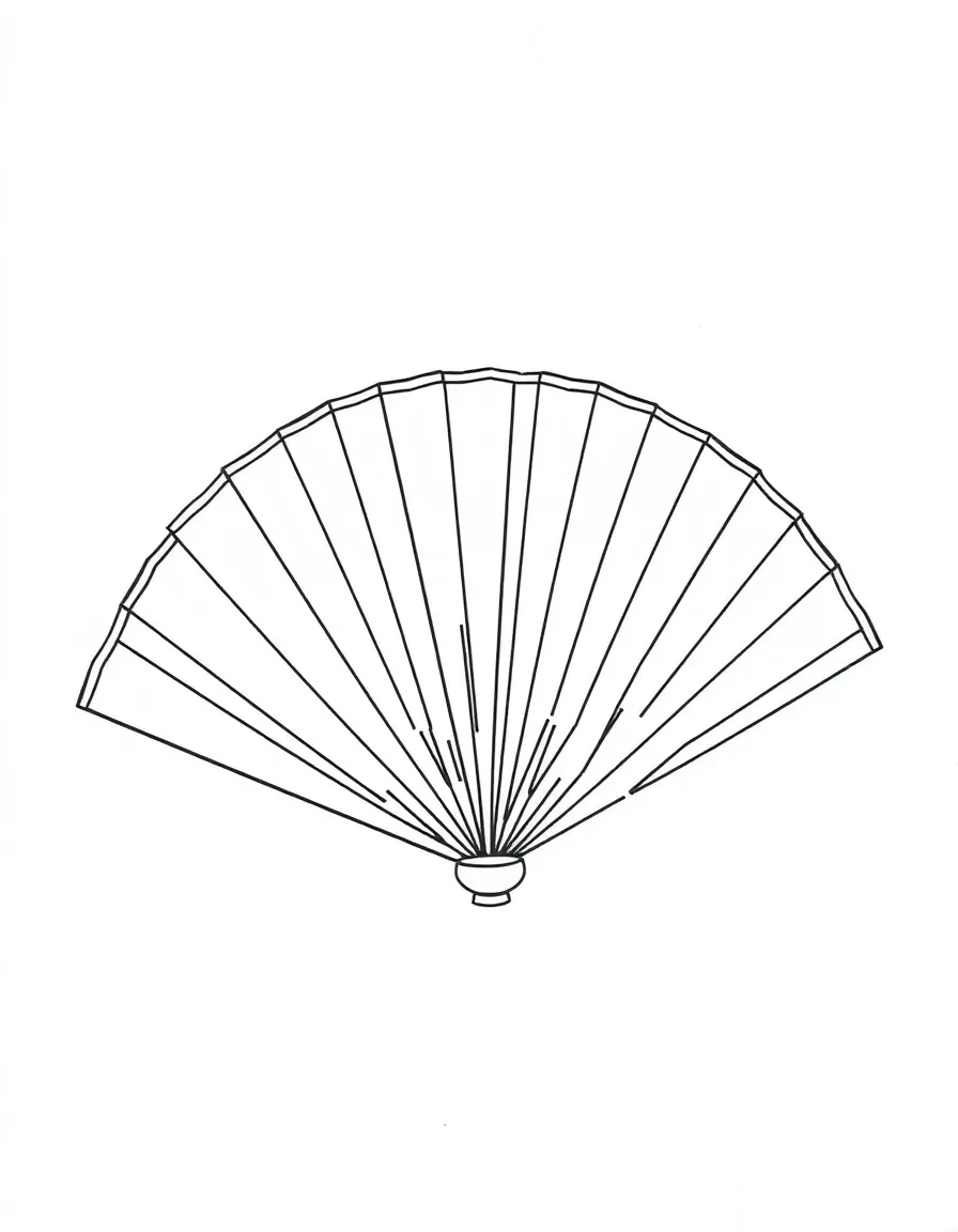 A simplified drawing of a Chinese fan for coloring.