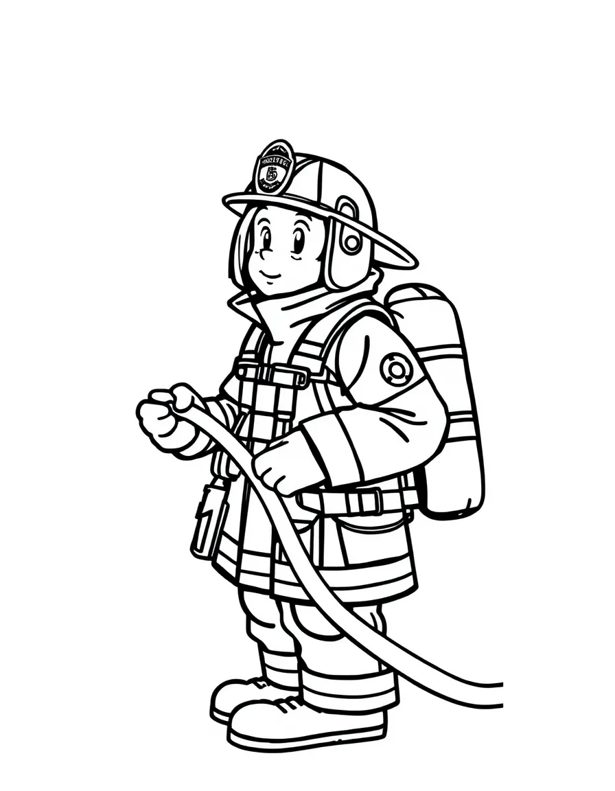 A firefighter holding a hose.