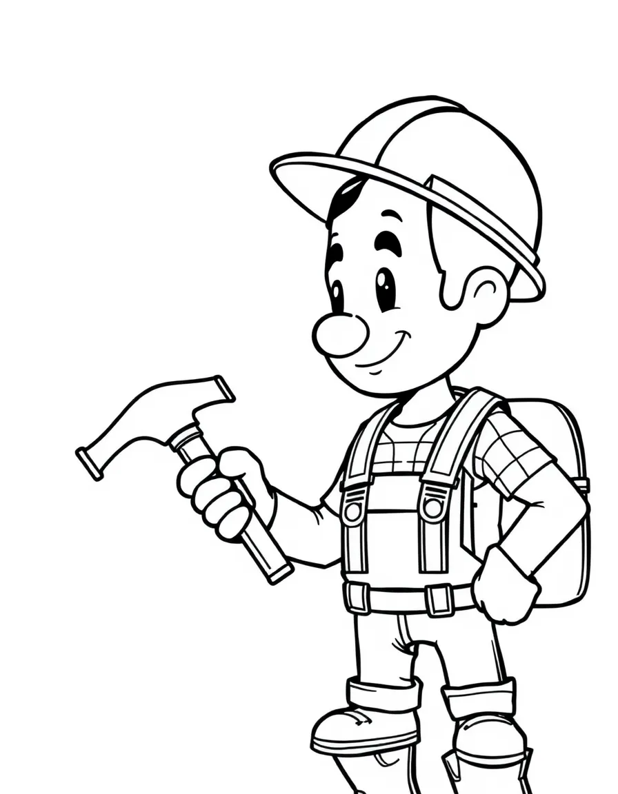 A construction worker wearing a hard hat and holding a hammer.