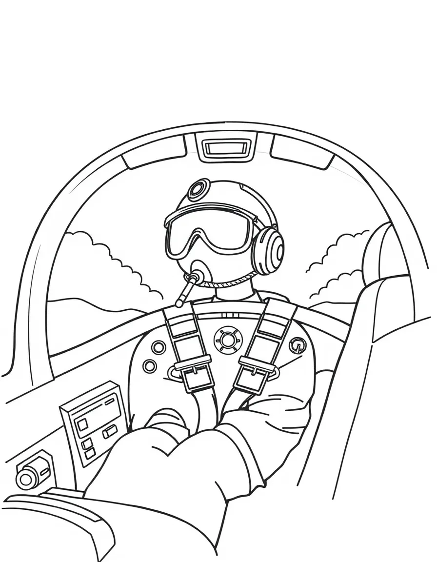 A pilot in a cockpit.