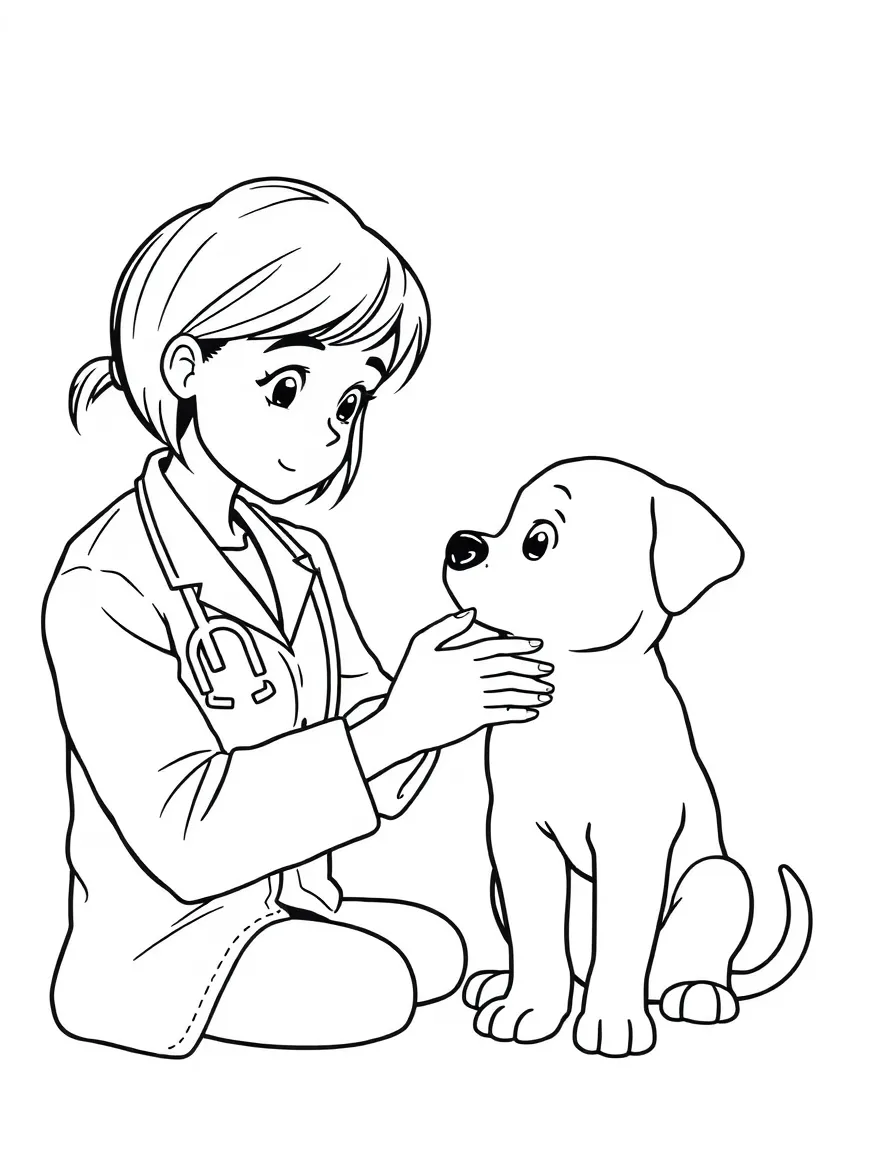 A vet examining a puppy.