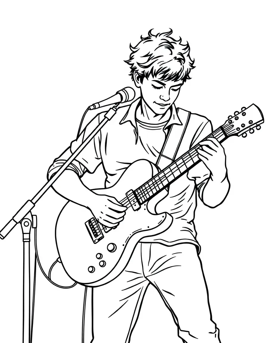 A musician playing a guitar.