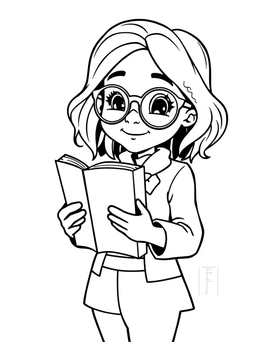 A librarian holding a book.