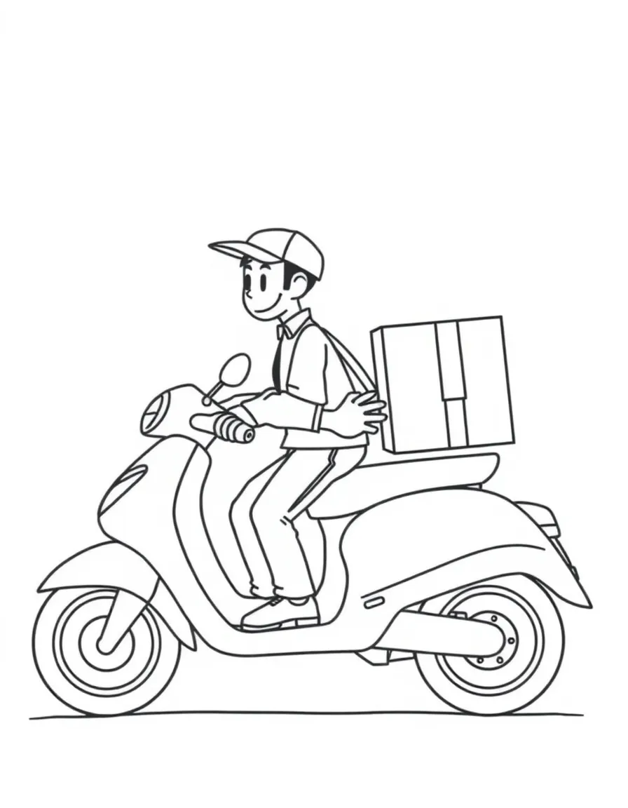 A delivery driver with a package.