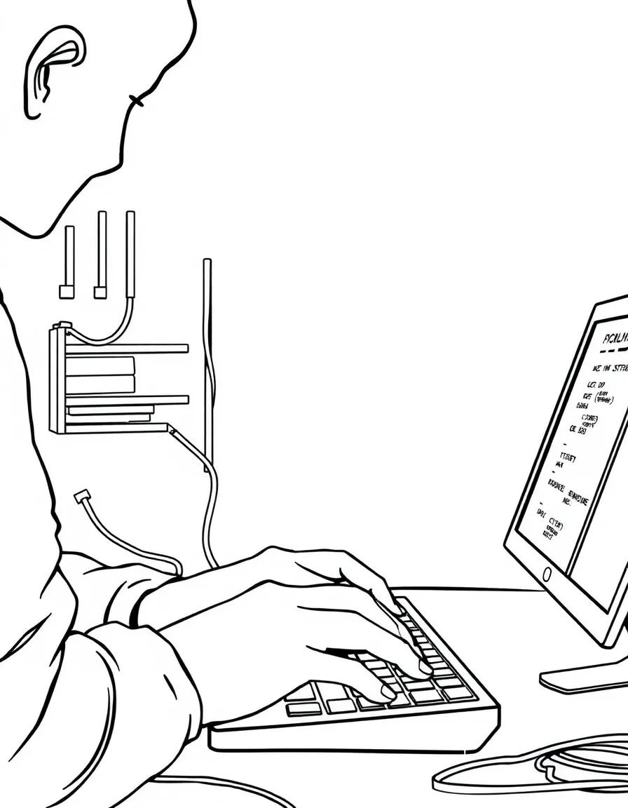 A programmer typing on a keyboard.