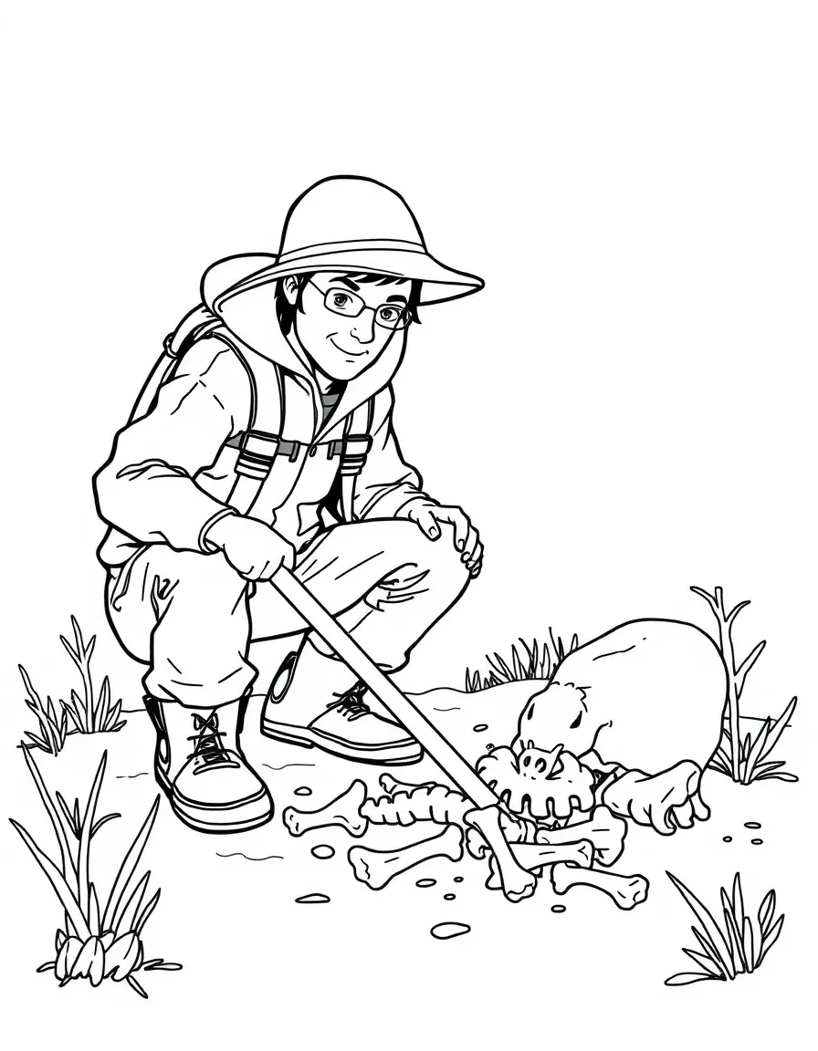 A paleontologist digging for bones.