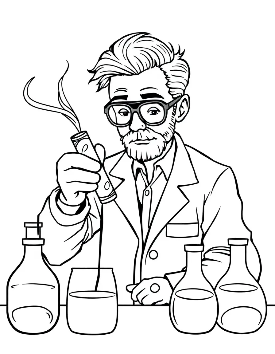 A chemist mixing chemicals.