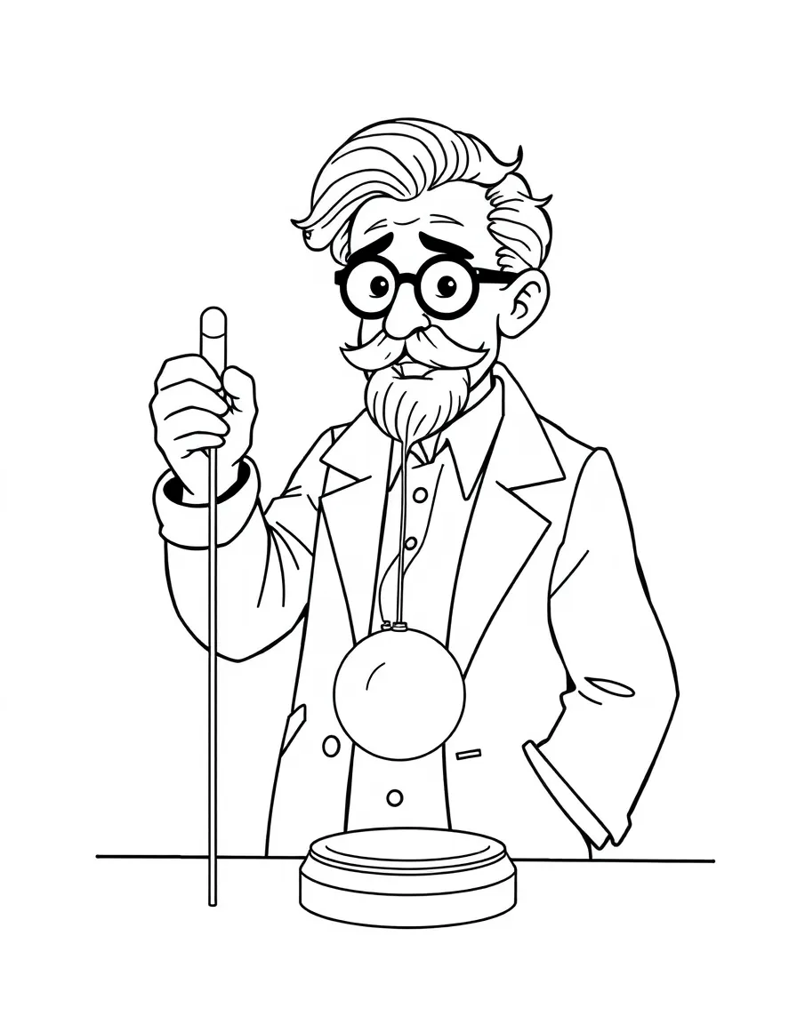 A physicist with a pendulum.