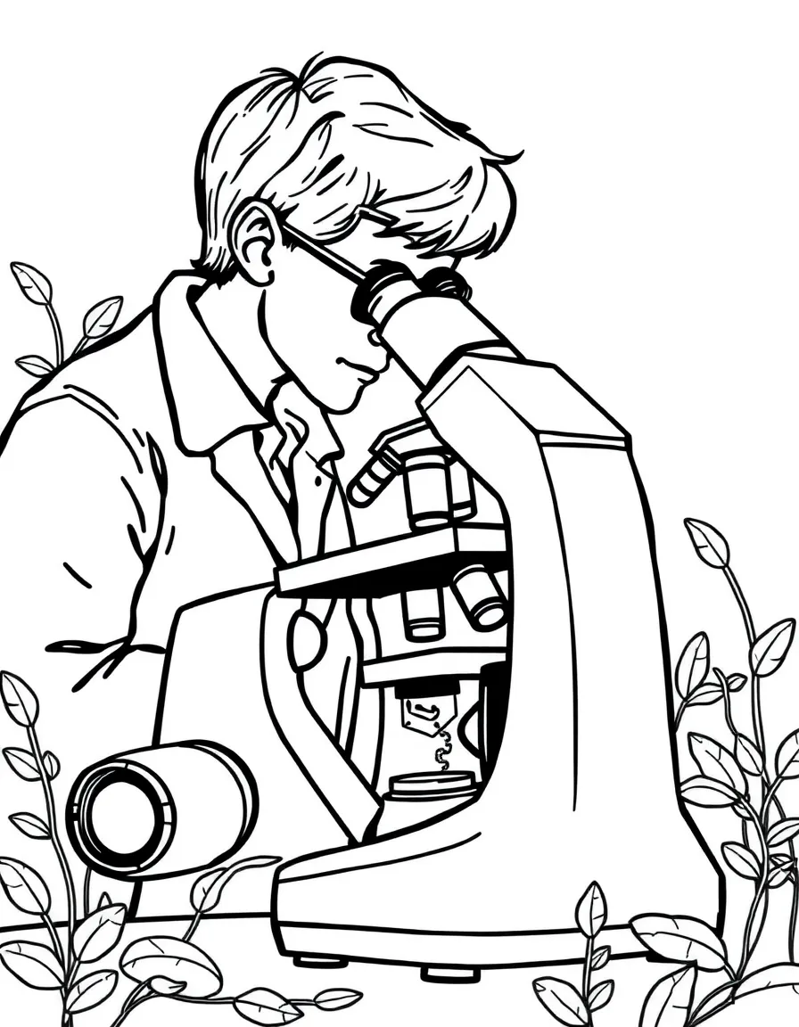 A biologist looking through a microscope.