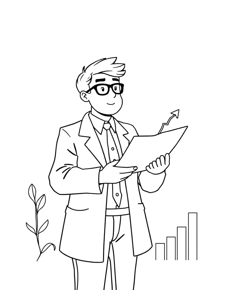 A statistician with a chart.