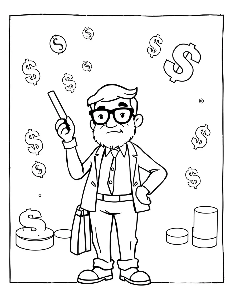 A economist with money symbols.