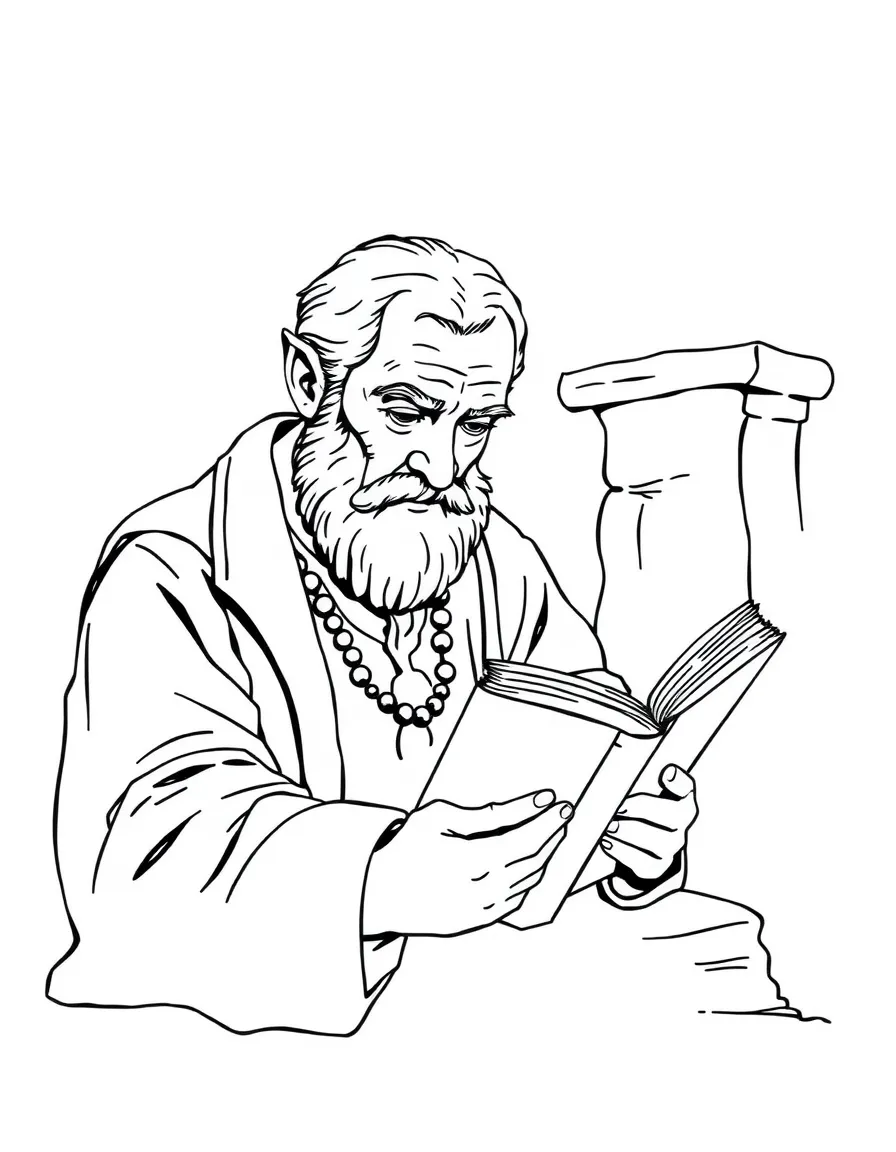 A historian reading an old book.