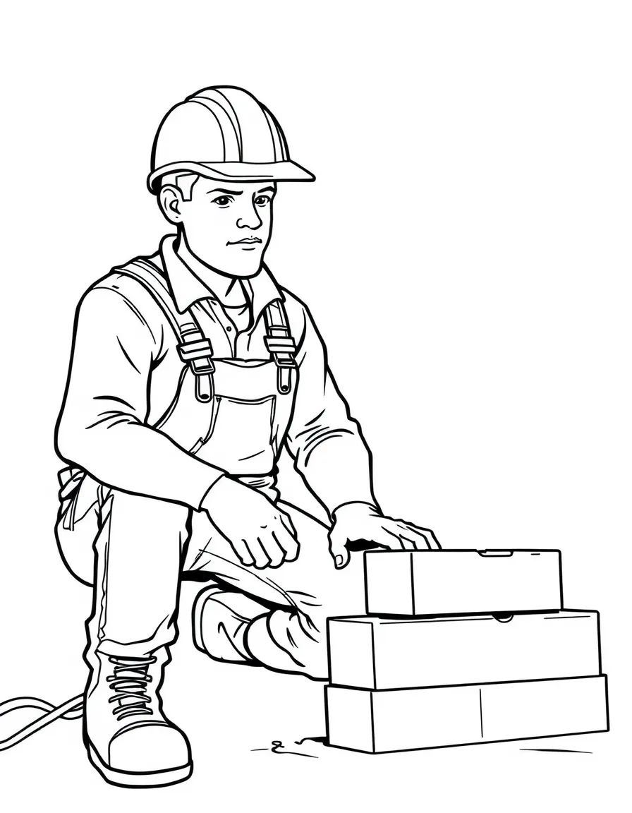 A construction worker laying bricks.