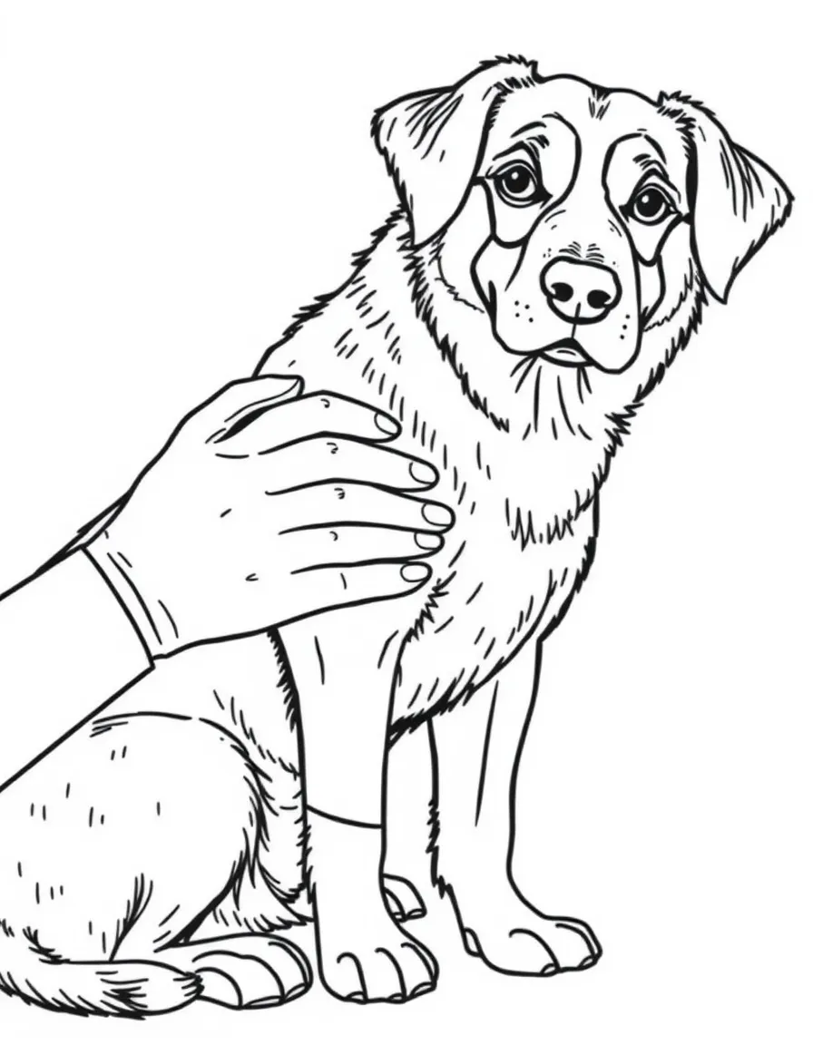A vet bandaging a dog's paw.