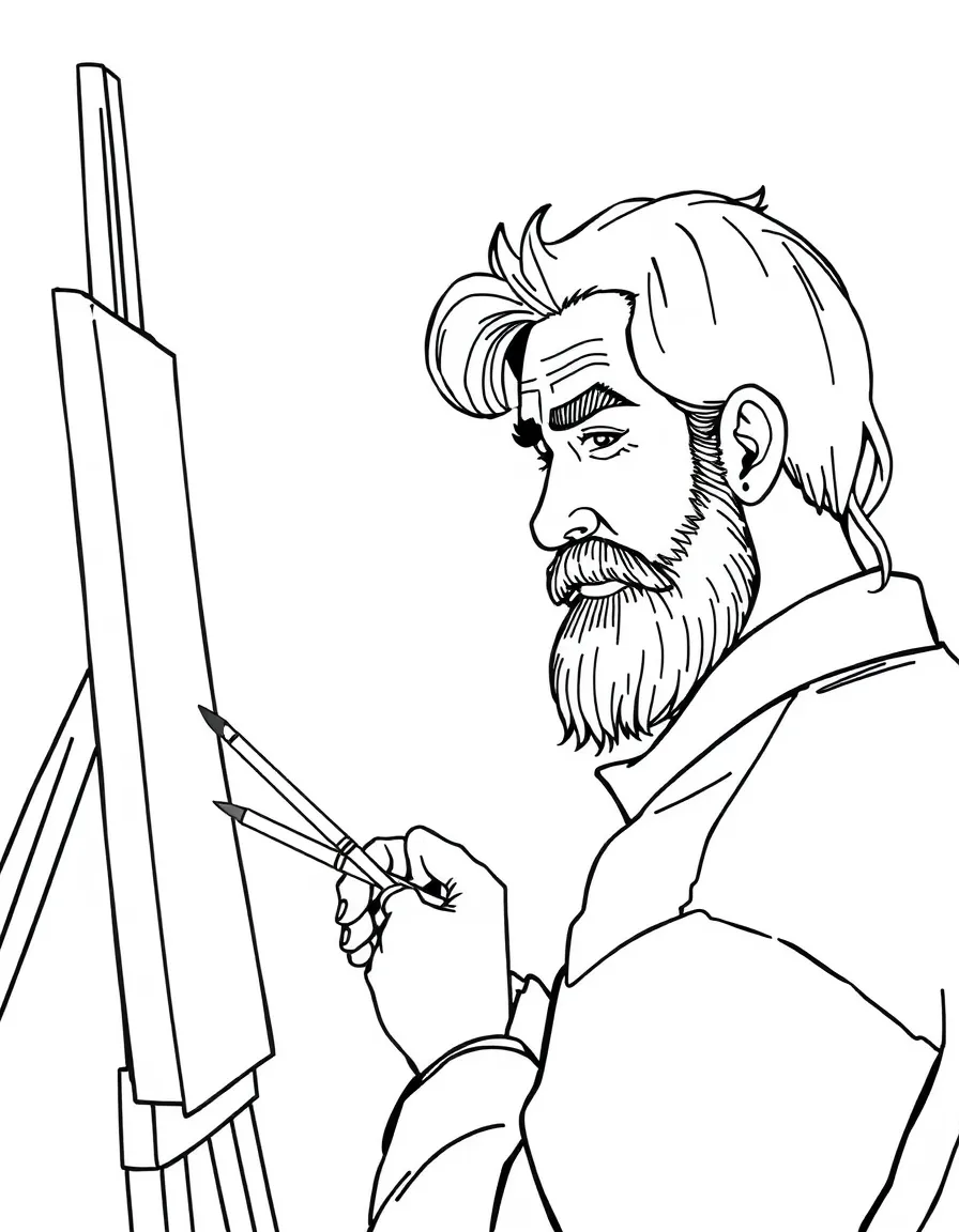 An artist painting a portrait.