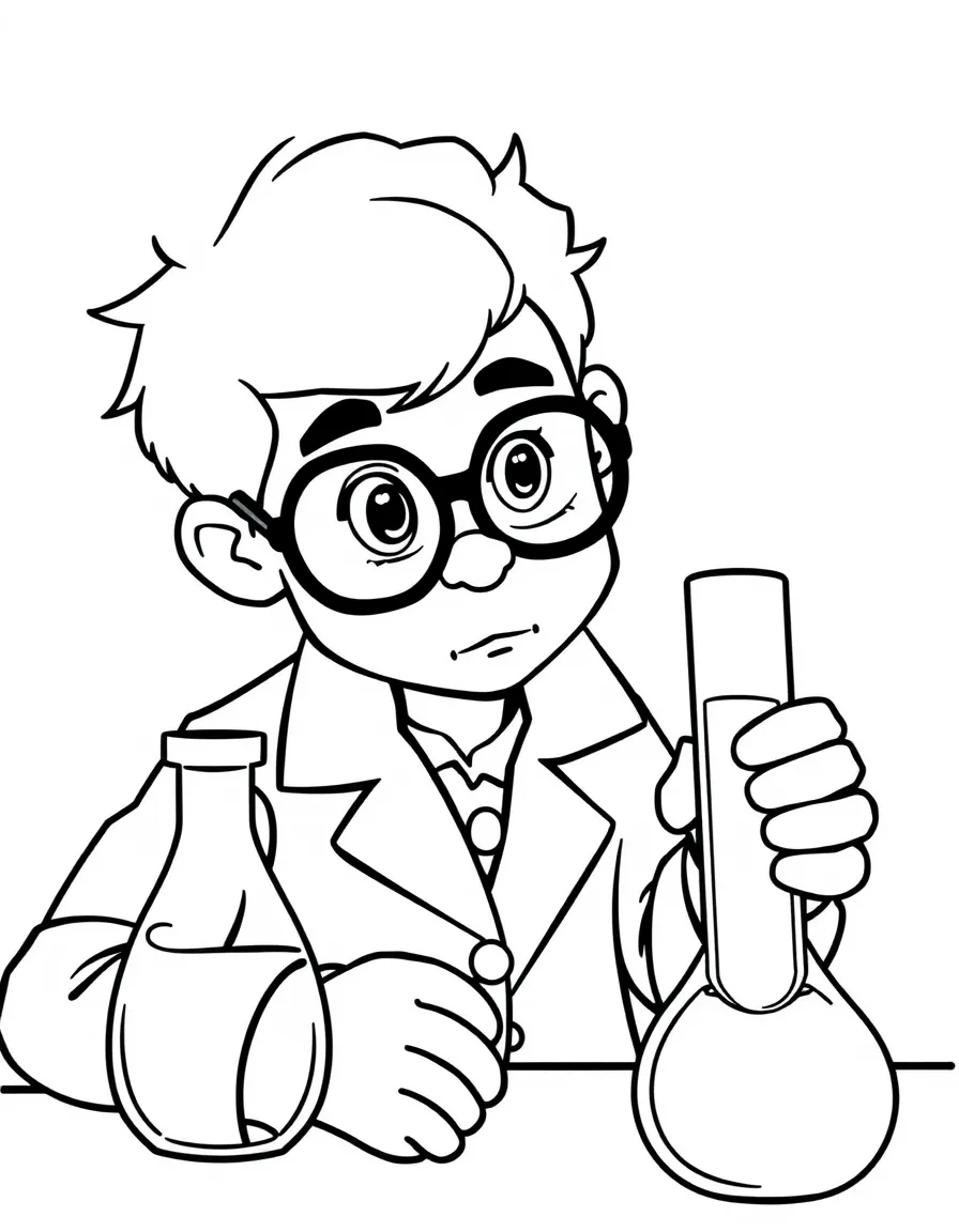 A scientist looking at a test tube.