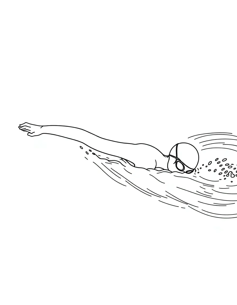 A swimmer doing a freestyle stroke.