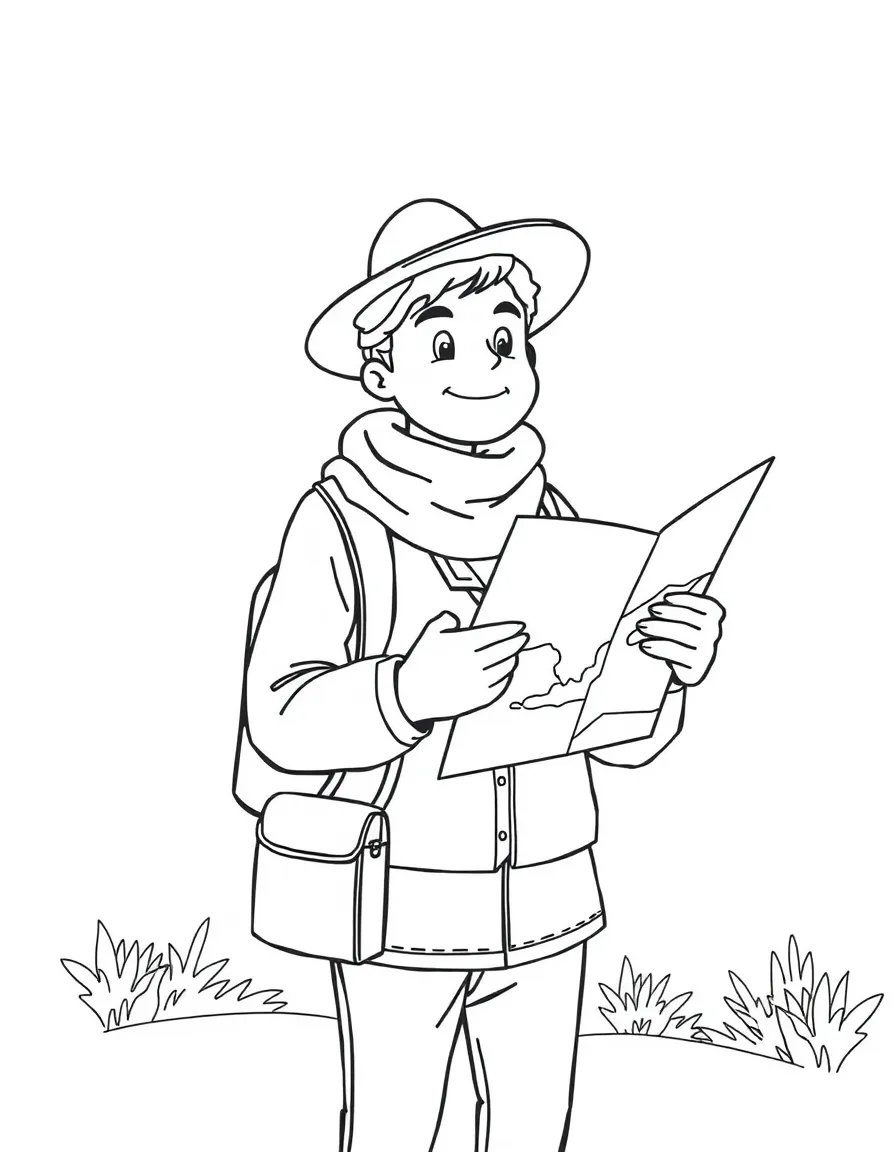 A tour guide holding a map.
