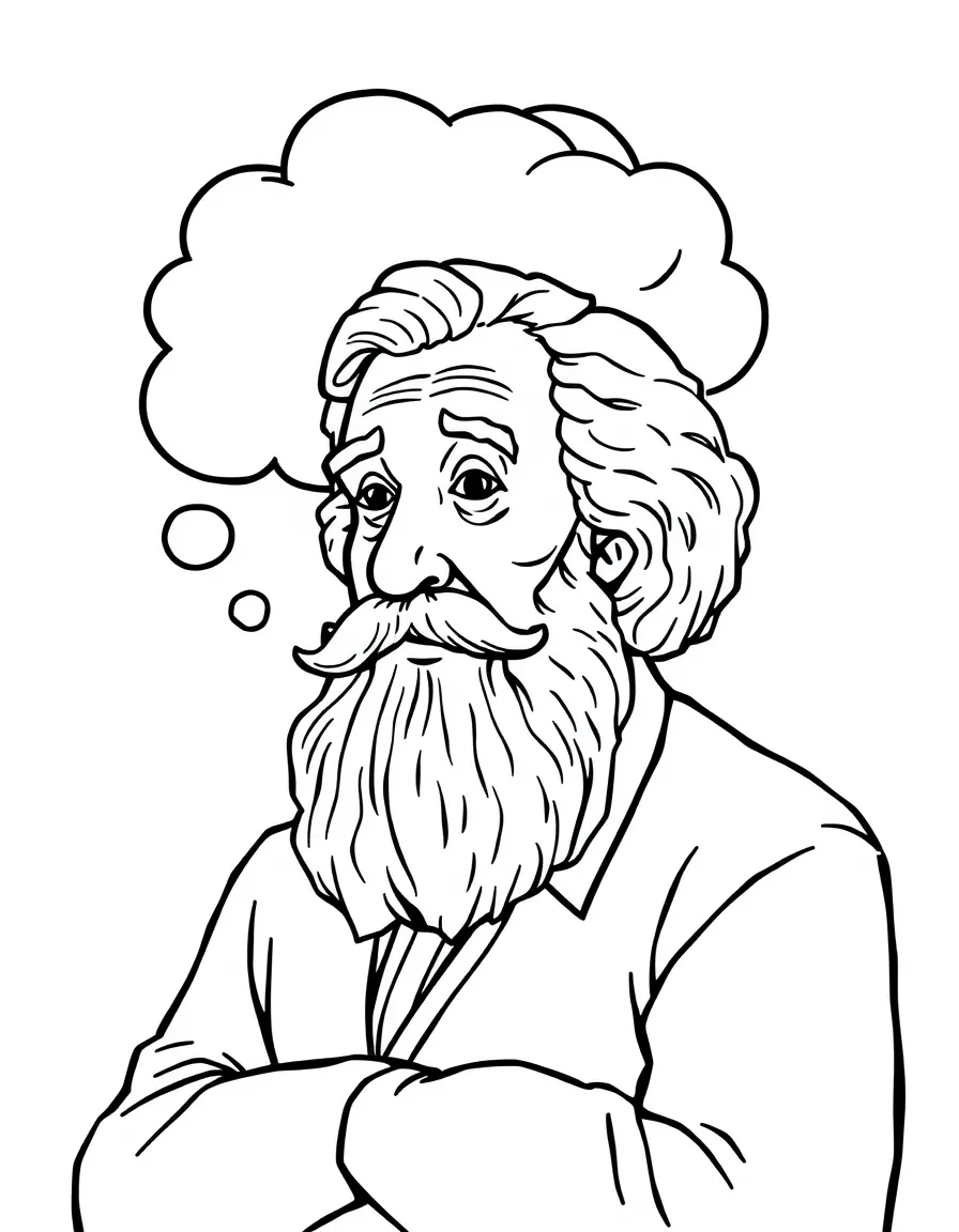 A philosopher with a thinking bubble.