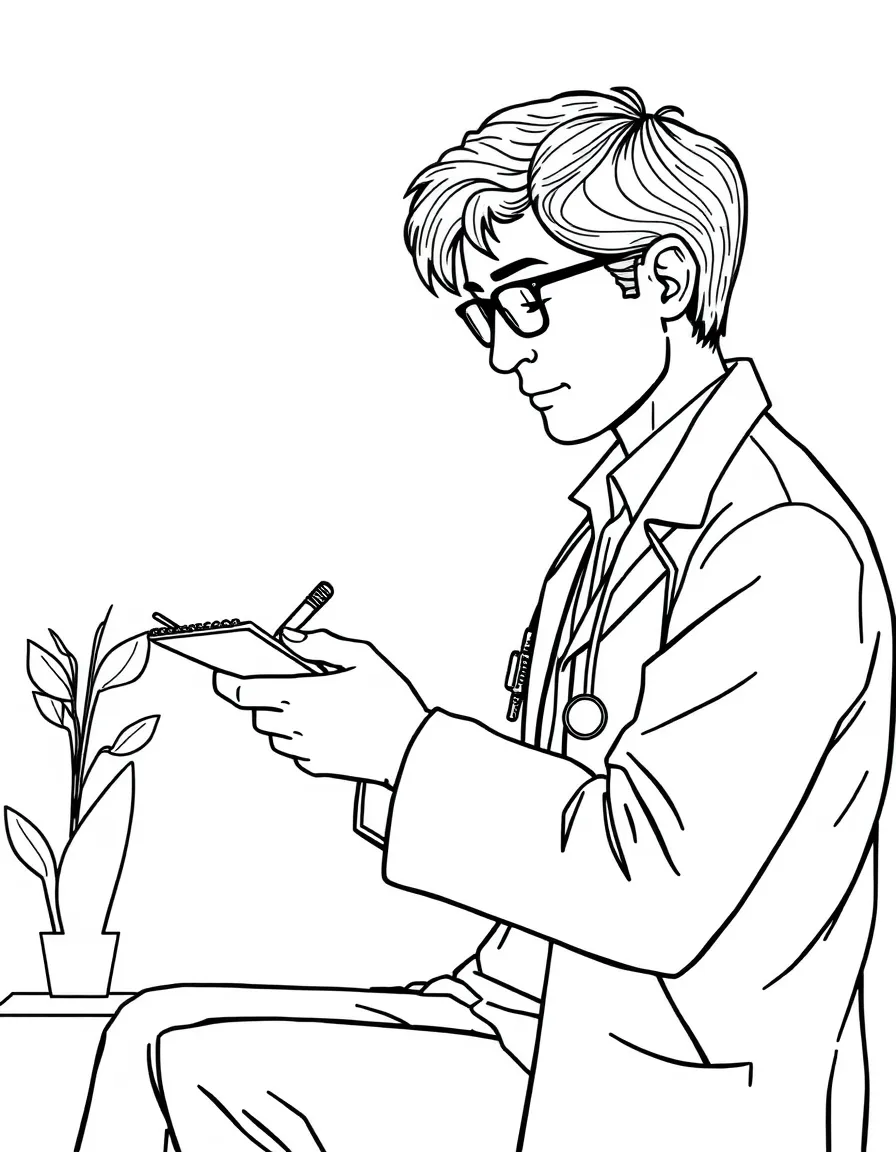 A psychologist taking notes.