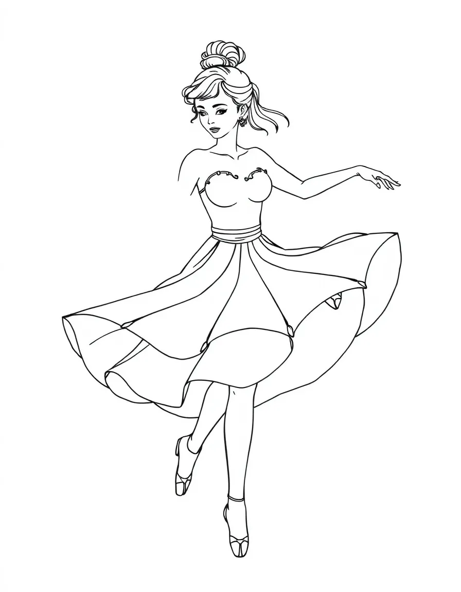 A dancer with a flowing skirt.