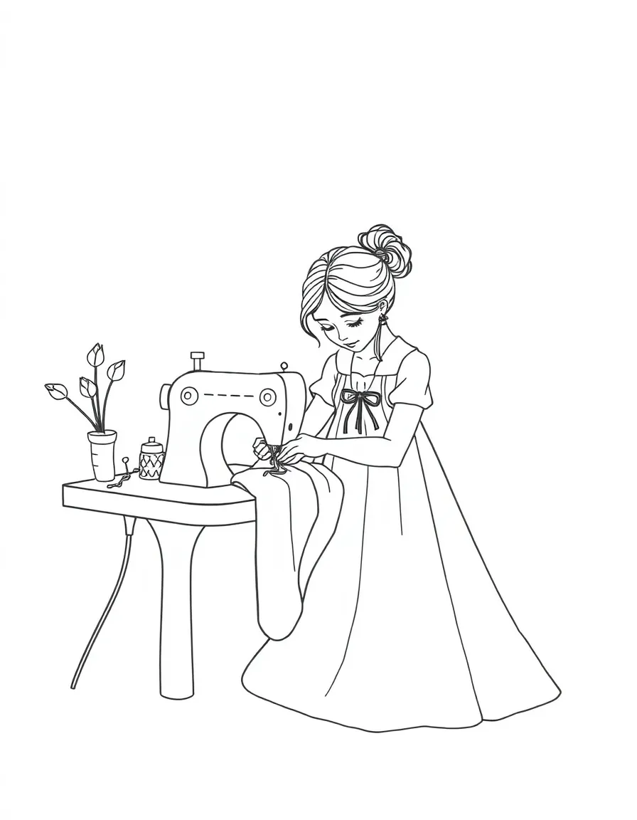 A seamstress making a dress.