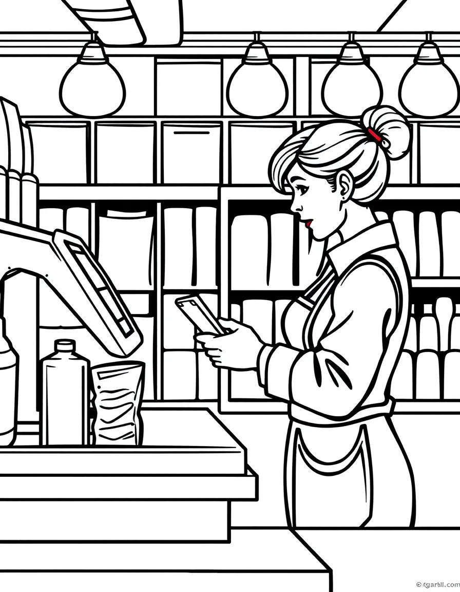 A cashier giving change.