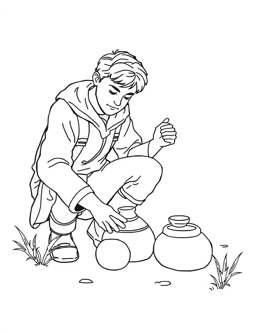 A archaeologist finding pottery.