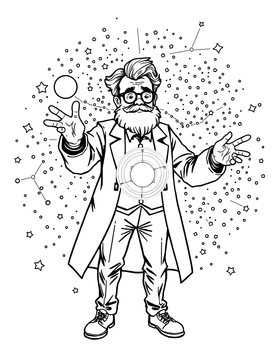 A physicist demonstrating gravity.