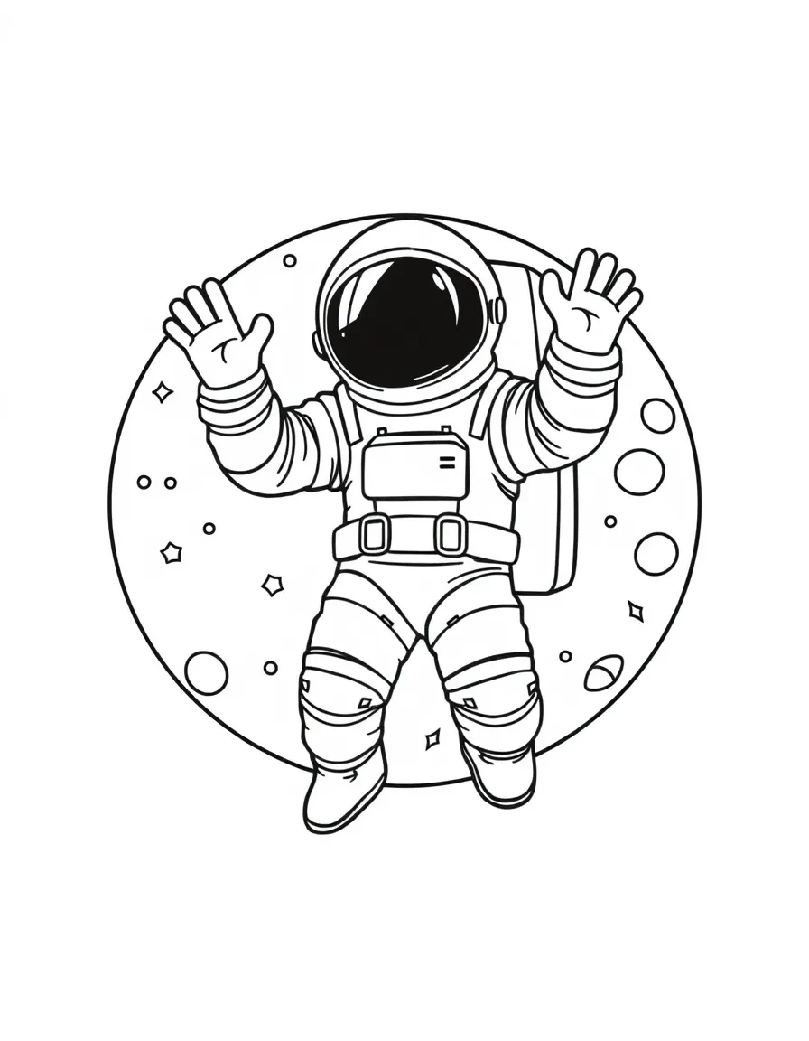 An astronaut waving from the moon.