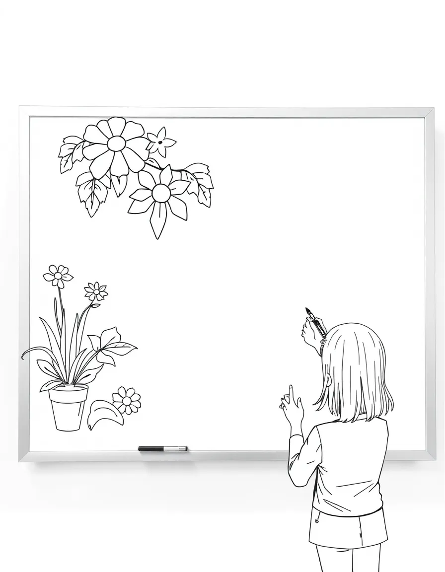 A teacher writing on a whiteboard.