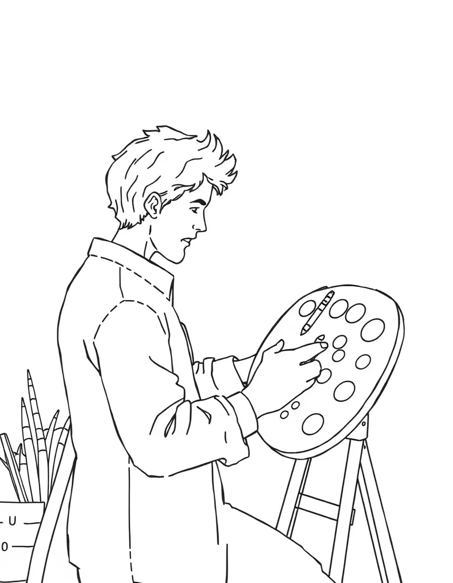 An artist with a palette.