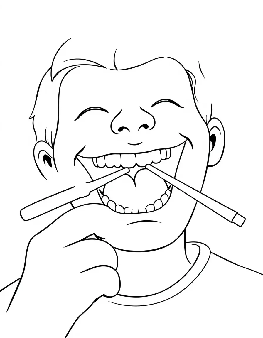 A dentist flossing teeth.