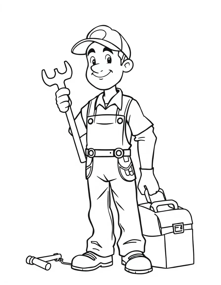 A plumber with a toolbox.