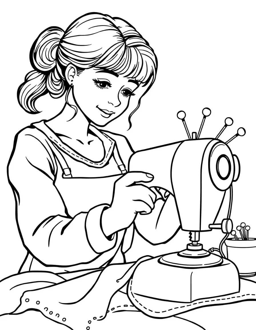 A seamstress with pins.
