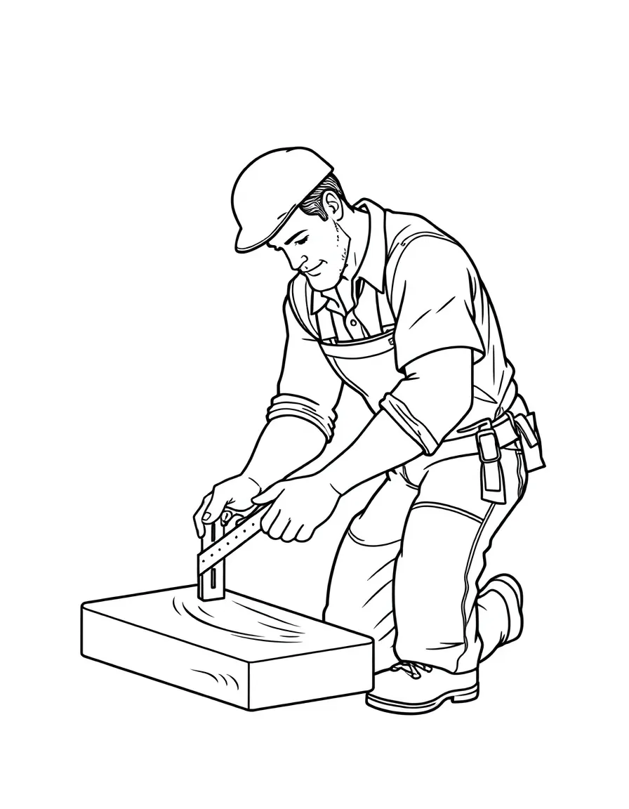 A carpenter measuring wood.