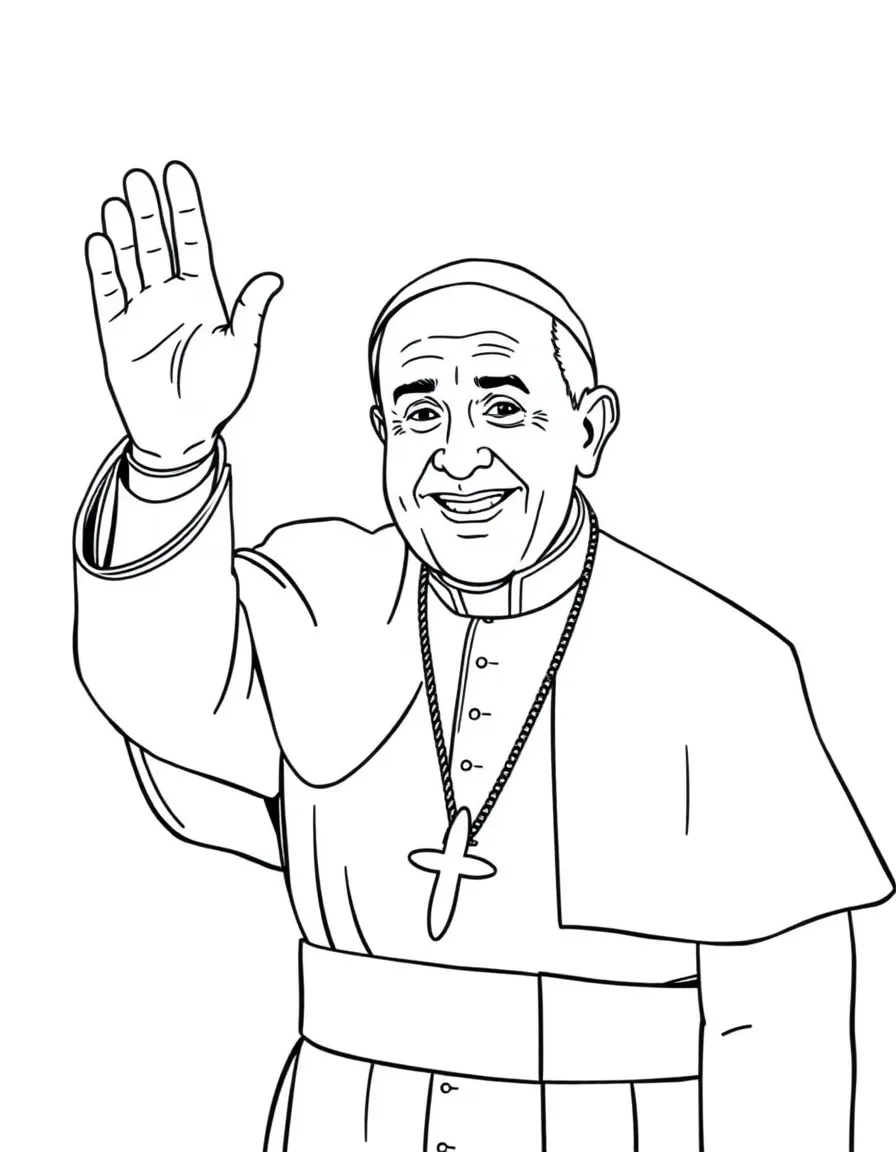 Pope Francis waving hello with a friendly smile.