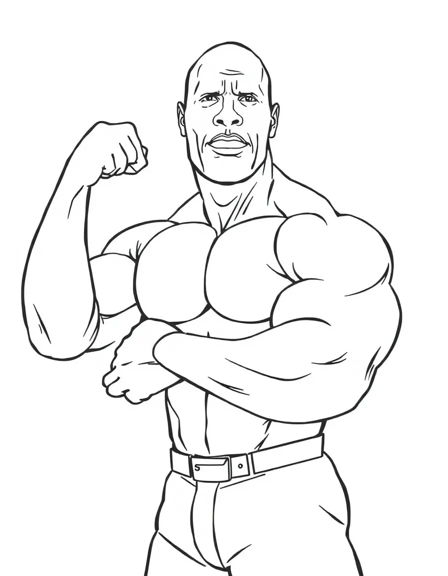 Dwayne "The Rock" Johnson flexing a muscle.