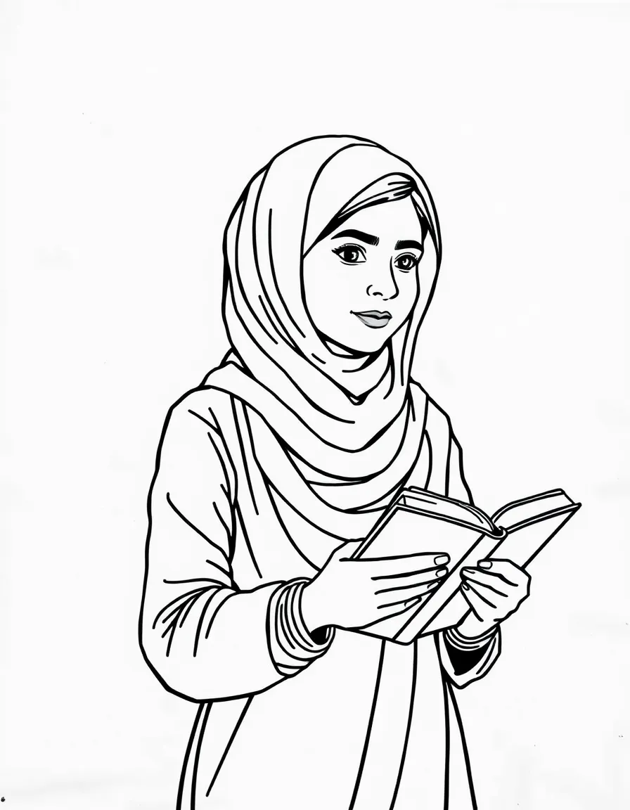 Malala Yousafzai holding a book.