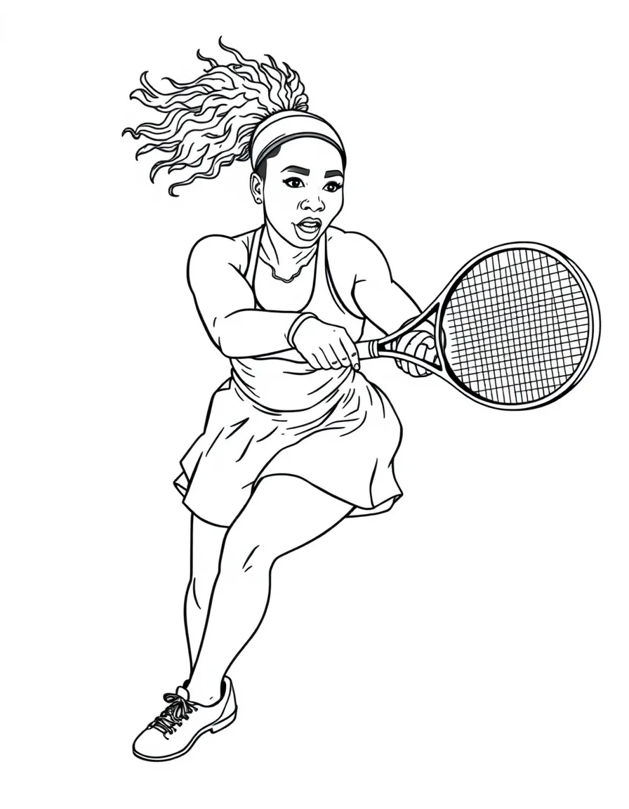 Serena Williams playing tennis.