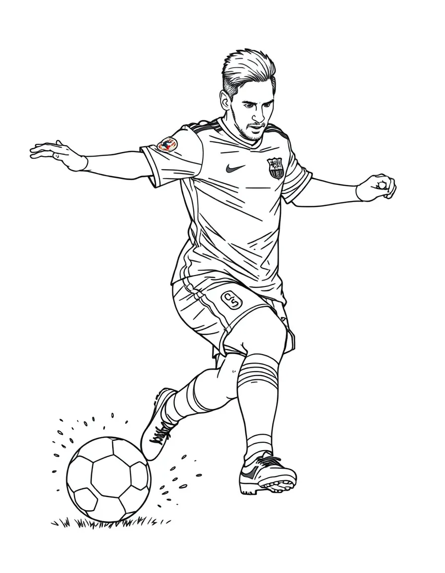 Lionel Messi kicking a soccer ball.