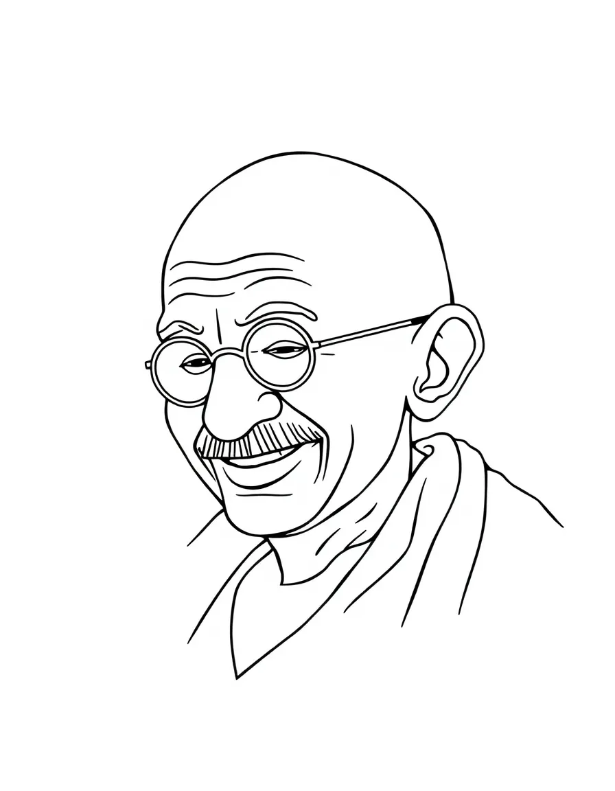 Mahatma Gandhi smiling peacefully.