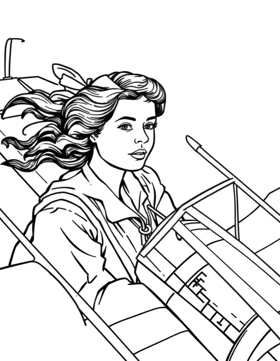 Amelia Earhart flying a plane.