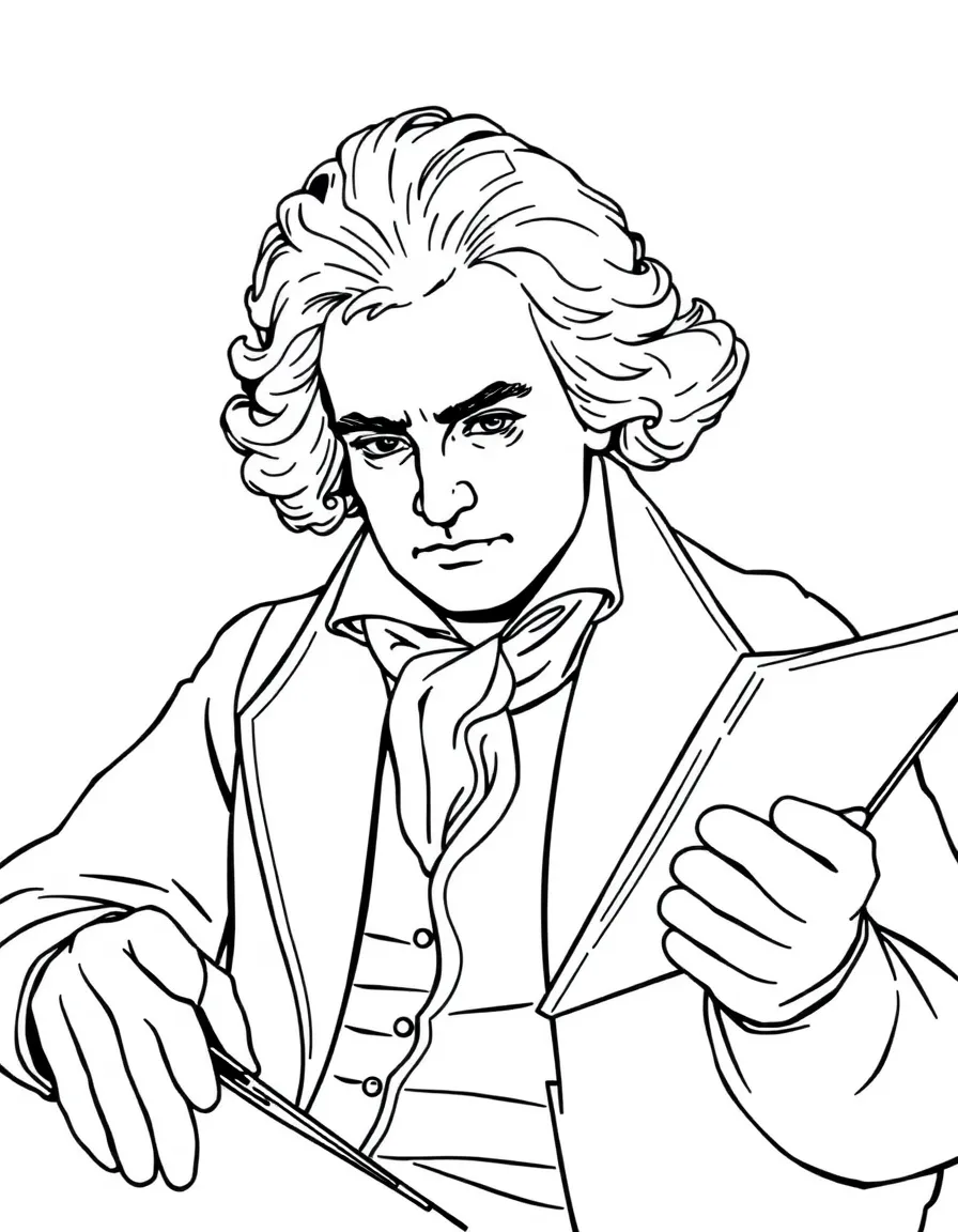 Ludwig van Beethoven composing music.