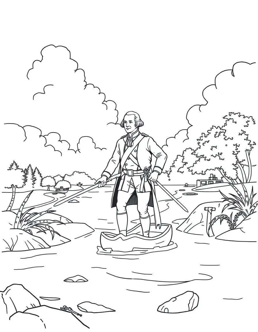 George Washington crossing a river.